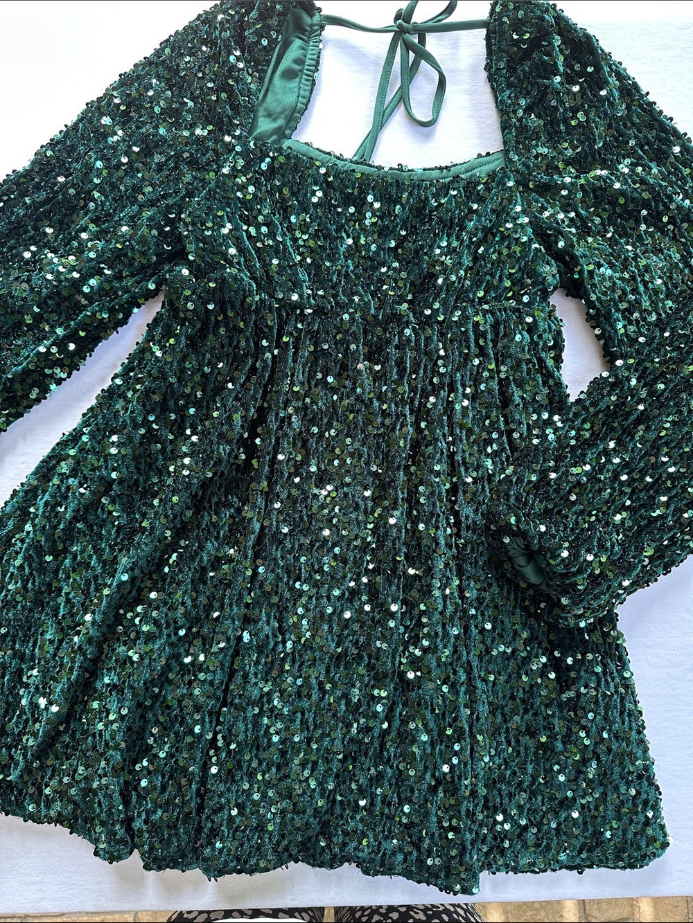 Altar'd State Forest Green Sequin mini dress. Size XS